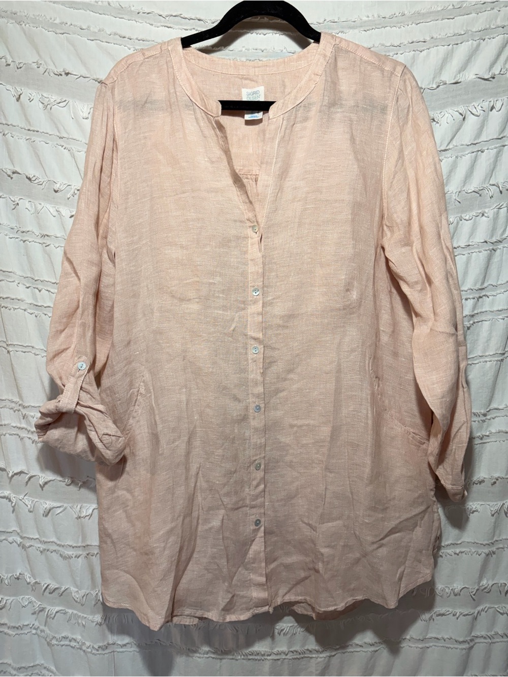 Sigrid Olsen linen button down tunic shirt